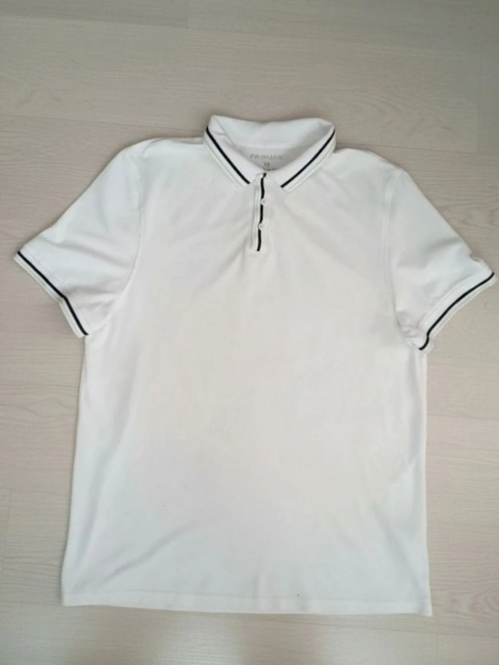 Polo blanco para hombre XL Old Money Style Contrast Trim Slim Fit con puntas – photo 2
